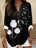 Women's Casual Long-Sleeved Printed V-Neck Shirt