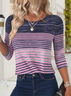 Women's casual striped long-sleeved T-shirt