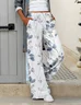Women's Casual Loose Pocket Print Trousers