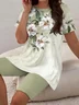 Women's Printing Floral Daily Going Out Two-Piece Set Green Casual Summer Top With Pants Matching Set
