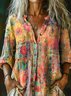 Striped Linen Blend Casual Stand Collar Shirt