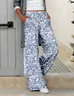 Women's Casual Loose Pocket Print Trousers