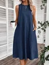 Linen Casual Dress With No