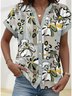 Women's V-Neck Button-Down Short-Sleeved Shirt