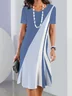 Women's Short Sleeve Summer Black Abstract Printing Crew Neck Daily Going Out Vintage Midi H-Line Tunic Dress