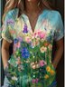 Women's V-Neck Button-Down Short-Sleeved Shirt