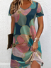 Women's Short Sleeve Summer As Picture Floral V Neck Daily Going Out Casual Midi A-Line Fit & Flare Dress Dress