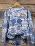 Crew Neck Vintage Geometric Sweatshirt