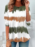 Women's Abstract Spring Print Casual Round Neck Long Sleeve Tunic T-Shirt