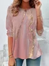 Women's Abstract Spring Print Casual Round Neck Long Sleeve Tunic T-Shirt