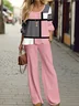 Abstract Graphic Pocket Stitching Casual Crew Neck Two-Piece Set