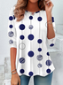 Women's Polka Dot Print Casual Round Neck Long Sleeve Tunic T-Shirt