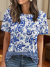 Crew Neck Floral Regular Fit Casual T-Shirt