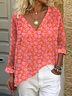 Print Casual V Neck Long Sleeve T-Shirt