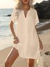 Casual Plain V Neck Mini Dress