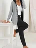 Women's Printing Plain Daily Going Out Two-Piece Set Black-grey Casual Spring/Fall Coat With Pants Matching Set