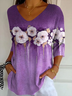 Women's Alzheimer's Disease Floral Print V-Neck T-Shirt
