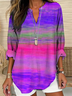 Women's Long Sleeve Blouse Spring/Fall Purple Abstract Stripes Printing Cotton-Blend V Neck Daily Going Out Casual Top