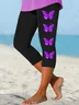 Women's  Elastic Waist H-Line Legging Daily Going Out Pants Black Casual Printing Butterfly Summer Pants