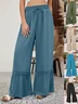 Women's  Elastic Waist H-Line Wide Leg Pants Daily Going Out Pants Blue Casual Split Joint Plain Spring/Fall Pants