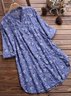 Women's Long Sleeve Shirt Spring/Fall White Floral Printing Stand Collar Daily Going Out Casual Top