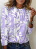 Women's Floral Print Casual Long Sleeve Crew Neck T-Shirt