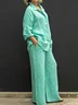 Women's Adjustable Strap Plain Daily Going Out Two-Piece Set Green Casual Spring/Fall Top With Pants Matching Set