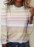 Women's Long Sleeve T-shirt Spring/Fall As Picture Striped Printing Jersey Crew Neck Daily Going Out Casual Top