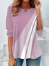 Women's Abstract Printed Casual Crew Neck Tunic T-Shirt