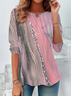 Women's Abstract Printed Casual Crew Neck Tunic T-Shirt