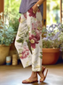 Women's  H-Line Baggy Pants Daily Going Out Pants Apricot Casual Printing Floral Spring/Fall Pants
