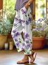 Women's  H-Line Baggy Pants Daily Going Out Pants White Casual Printing Floral Spring/Fall Pants