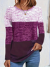 Women's Long Sleeve T-shirt Spring/Fall Purple Multicolor Block Printing Jersey Crew Neck Daily Going Out Casual Top