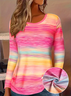 Women's Long Sleeve T-shirt Spring/Fall Pink Abstract Printing Jersey Crew Neck Daily Going Out Casual Top
