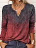 Print Casual V Neck Long Sleeve T-Shirt