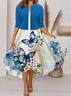Women's Printing Floral Daily Going Out Two-Piece Set Light Blue Casual Summer Coat With Skirt Matching Set