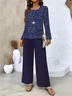 Square Neck Simple Polka Dots Two-Piece Set