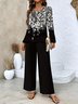 Loose Gradient Pattern Street Square Neck Two-Piece Set