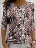 Women's Long Sleeve T-shirt Spring/Fall As Picture Floral Printing Jersey Crew Neck Daily Going Out Casual Top