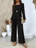Square Neck Street Plain Loose Two-Piece Set