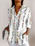 Regular Fit Geometric V Neck Casual Shirt