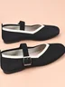 Hot Sale Women's Breathable Mesh Flying Woven Square Toe Casual Breathable Light Cloth Lining Flat Shoes