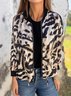 Popular Bottom Drawstring Leopard Print Thin Zipper Small Jacket