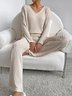 Women's Embossed Plain Daily Going Out Two-Piece Set Apricot Casual Spring/Fall Top With Pants Matching Set