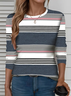 Women's Long Sleeve T-shirt Spring/Fall As Picture Striped Printing Jersey Crew Neck Daily Going Out Casual Top