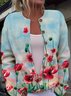 Crew Neck Gradient Pattern Ethnic Cardigan