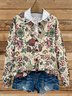 Casual Loose Crew Neck Floral Cardigan