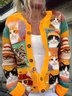 Loose Ethnic Animal Picture Crew Neck Cardigan