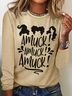 Holiday Round Neck Long Sleeve Halloween Letter Print T-Shirt