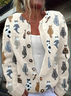 Crew Neck Loose Knitted Peasant Cardigan